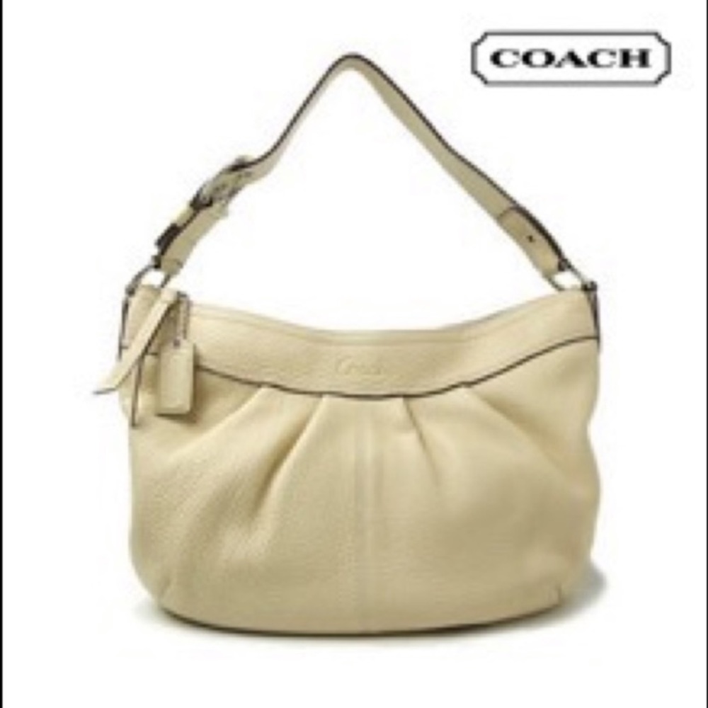 COACH BAG 100% LEATHER PLEATED NUDE BLUSH SHOULDER SOHO HOBO BAG PURSE OS
